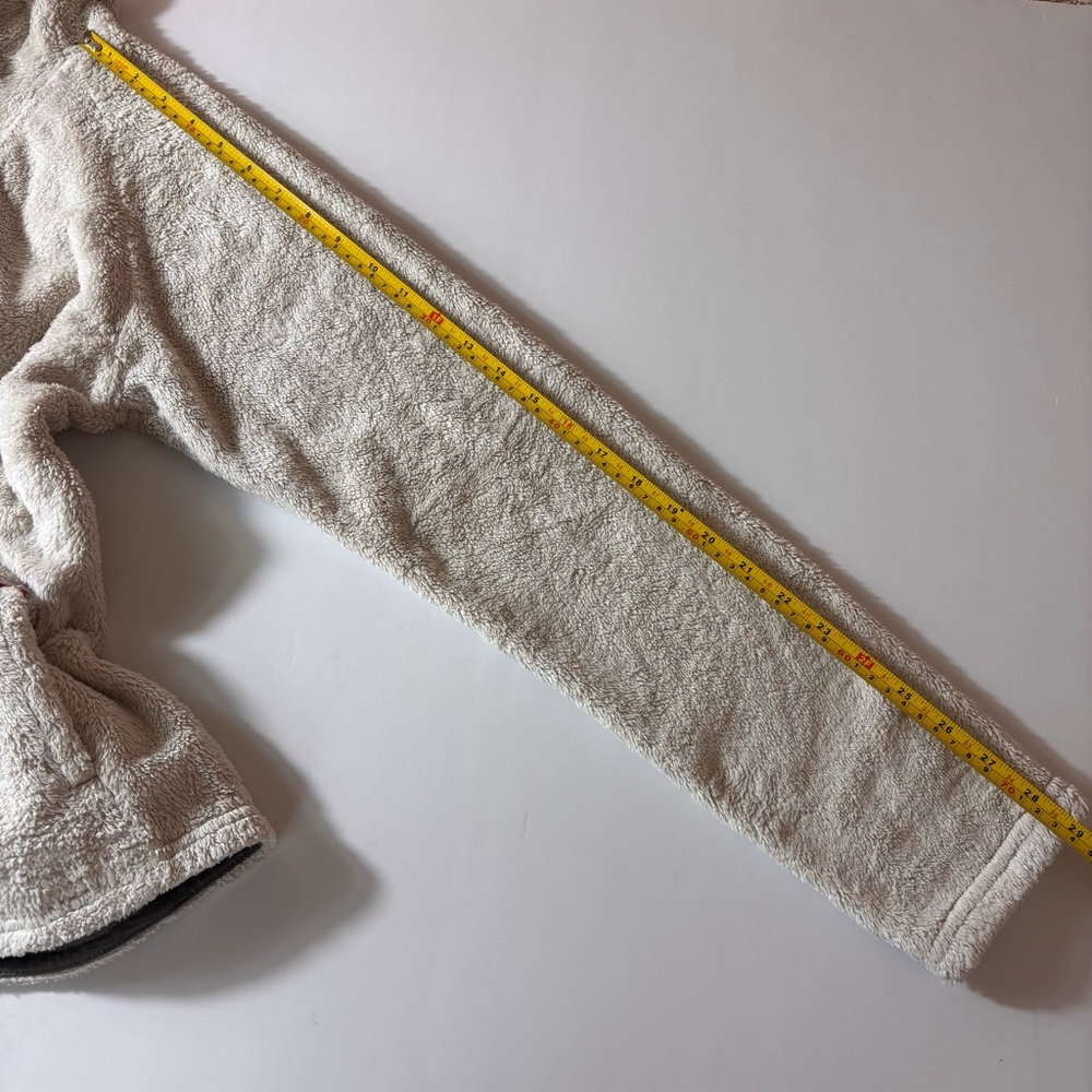 The North Face 1/4 Zip Fleece Pullover Pouch Pocket Pop Collar Top Cream Size M - Picture 12 of 13